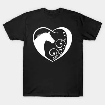 Мужская черная футболка с принтом, очень большая футболка i-heart-horse, хлопковая футболка с принтом на бумаге для переноса без вырезания S чёрный