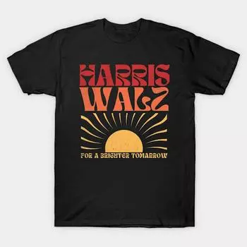 Men Black Print T-shirt Super Large TShirt Harris-walz No-Cut Transfer Paper Print Cotton Tshirt M чёрный