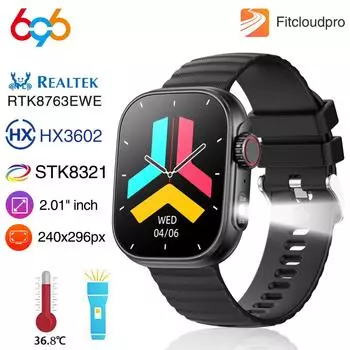 Men Blue Tooth Call 2.01 Smart Watch Flashlight Sports Fitness Heart Rate Bracelet Temperature Waterproof Women Smartwatch
