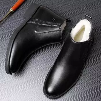 Men Boots Autumn and Winter Ankle Boots Men s Cotton Shoes Cowhide High Top Casual Shoes Man Leather Shoes Men s Shoe 38