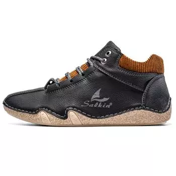 Men Boots Casual Shoes Handmade Leather Designer Shoes Man Soft Leather Ankle Boots Men Walking brown boots men 38 зелёный