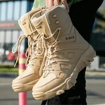 Men Boots paltform Desert Boots Men warm Non-slip Hiking Shoes 2024 New Work Safety Man Shoe ankle man boots bota masculina 39 чёрный