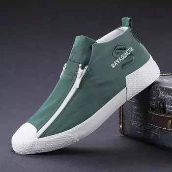 Men Canvas Hip-top Sneakers Fashion Double-row Zipper Design Casual Flats Shoes Casual Men Breathable Sneakers Zapatillas 6