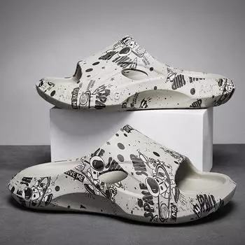 Men Casual Beach Slippers Platform Flip Flops Sandals Summer 2024 New Couples Indoor Soft EVA Bathroom Non-slip Floor Slides 36 чёрный