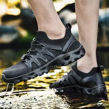 Men Casual Sneakers Outdoor Beach Wading Shoes Multifunction Walking Shoes Lightweight Breathable Unisex Shoes D390 36 чёрный
