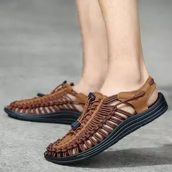 Men Casual Summer Shoes New Men s All-match Luxury Sandals For Man Hollow Out Breathable Mesh Men Fashion Beach Non-Slip Sandals 37