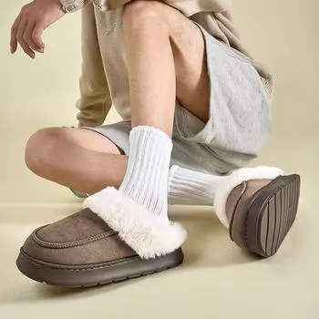 Men cotton slippers winter indoor household warm wool slippers winter men slippers wear plush home cotton shoes 36-37 (suitable for 35-36 feet)