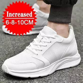 Men Elevator Shoes Height Increase Sneakers Shoes for Men 10cm Sports Casual Shoes Invisible Inner Heightening 8cm White Shoes 42