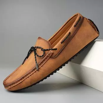 Men High Quality Leather Loafers Men Slip on Casual Shoes Moccasins Men s Flats Fashion Men Shoes Male Driving Shoes Size 38-49 38 чёрный