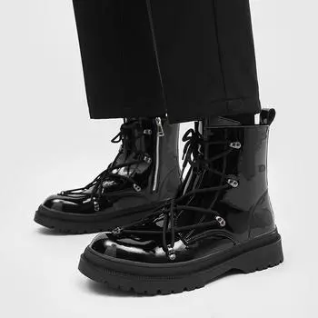Men High Top Platform Breathe Small Leather Shoes New Fashion Trend Versatile Japan Korean Business Casual Shoes Suit Men Shoes 38 чёрный