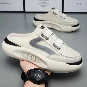 Men Lazy Slippers Slides Indoor Outdoor Sandals Men Non-slip Thick Bottom Home Half Slippers Men Casual Shoes Baotou Slippers 39 небесно-голубой