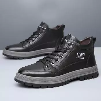 men Leather Boots Men s Retro Motorcycle Fashion Shoes For Men Botas lace up shoes Hombre Chaussures Pour Hommes Bottine Homme 6.5