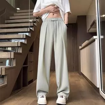 Men Pants Drawstring Waist Casual Trousers Solid Color Regular Style Long Pants with Reinforced Pockets Daily Wear M чёрный