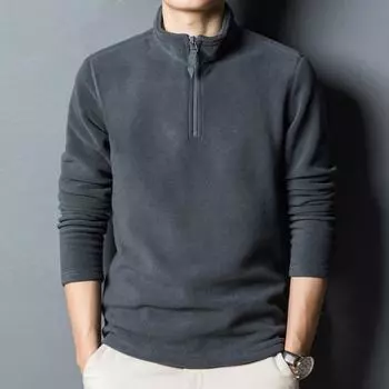 Men Pullover Winter Sweatshirt Cozy Men s Winter Sweatshirt Zipper Stand Collar Thick Polar Fleece Neck Stylish M