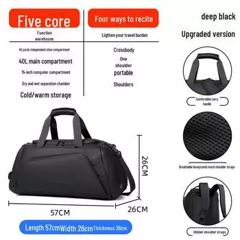 Men s 2024 Large Capacity Multifunctional Travel Backpack with Dry/Wet Separation чёрный
