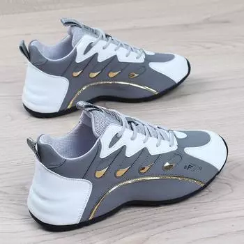 Men s 2024 Spring and Autumn New Leisure Sports Shoes Comfortable and Versatile Youth Academy Style Running Shoes sneakers men 38 серый