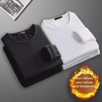 Men s 2024 Winter Thick Velvet Thermal T-Shirt: Youth Casual Wear 5XL