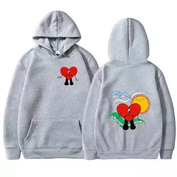 Men s and women s plush warm and fun hooded sweatshirt S серый