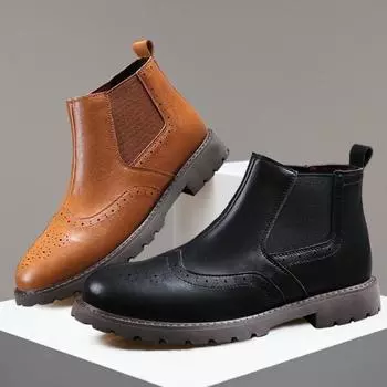 Men s Ankle Boots Autumn and Winter Men s Business High Top Leather Boots Men Shoes High Top Shoes Mens Boots Sapato Masculino 38 коричневый