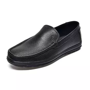 Men s autumn and winter new black one-pedal shallow mouth men s single shoes, the first layer of cowhide is comfortable 38