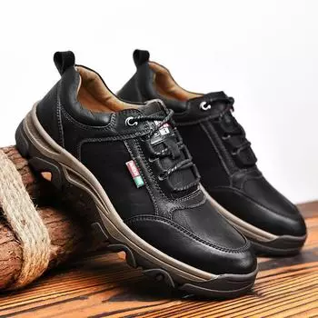 Men s Autumn and Winter New Mountaineering Cotton Shoes Outdoor Hiking Casual Single Shoes Trendy Travel Sports Shoes 39 чёрный
