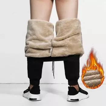 Men s Autumn and Winter Plus Size Thickened and Padded Loose Casual Outer Wear Windproof Cold Warm Comfortable Sports Drawstring Leg Guard Trousers 7XL