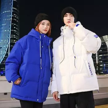 Men s Autumn and Winter Thickened Loose Teen White Duck Down Hooded Down Jacket M