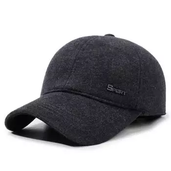 Men s Autumn Winter Baseball Cap Middle-Aged and Elderly Warm Hat Ear Protection Cotton Cap серый