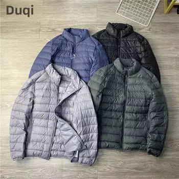 Men s Autumn/Winter Stand Collar Windproof Waterproof Down Jacket - 90% White Velvet Bean Green