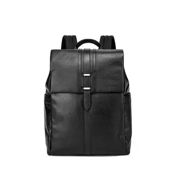 Men s Backpack with A High-end Feel Top-grain Cowhide Business Bag and Casual Outdoor Travel Backpack чёрный