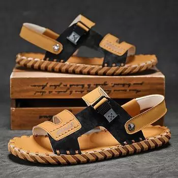 Men s beach shoes summer new outdoor breathable open-toed sandals men s casual foot cover cool Shoes 38