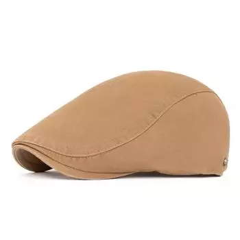 Men s Beret Cotton Peaked Cap Solid Color Outdoor Sun Hat British Vintage Newsboy Cap хаки