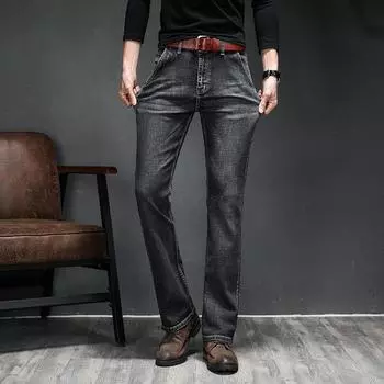 Men s Big Flared Jeans Korean Style Stretch Slim Fit Flared Denim Trousers For Men 28 серый