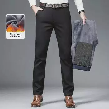 Men s Black Four-Way Stretch Casual Knit Trousers - No Iron, Straight Fit for Autumn/Winter 38 (Waist 3 ft)