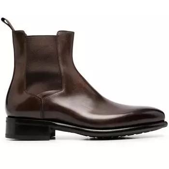 Men s Brown Chelsea Boots Black Business Handmade Men s Short Boots Slip-On Round Toe Ankle Boots for Men 37 коричневый