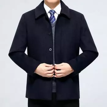 Men s cashmere coat, men s middle-aged and elderly dad s lining, autumn and winter woolen woolen jacket, thickened coat 165