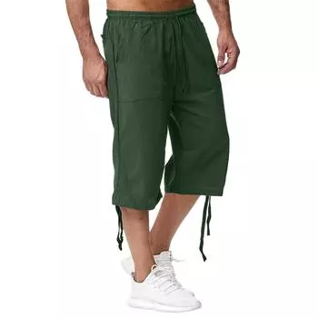 Men S Casual Cotton And Linen Sports Pants, 70% Casual Pants L армия зеленый