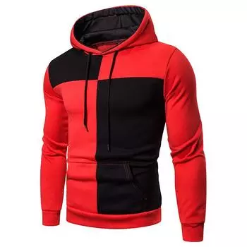 Men s Casual Hoodie Long Sleeved Patchwork Men s Winter Coat M