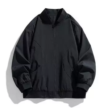 Men s Casual Jacket Spring and Autumn New Stand-up Collar Trendy Baseball Jersey Short Trench Coat Men s Clothing S