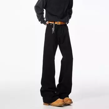Men s Casual Pockets Elastic Waist Solid Pants Loose Long Trousers Pants L чёрный