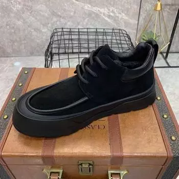 Men s Casual Shoes Fashion Winter Warm Frosted Men s Shoes Versatile Lace Up Fashion Casual Business Shoes Zapatos Casuales 39 коричневый
