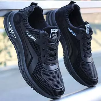Men s casual shoes, foreign trade men s shoes, soft-soled non-slip running shoes, black leather men s versatile running shoes 39