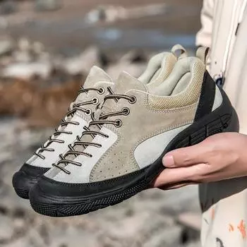 Men s Casual Shoes Spring 2025 New Fashion Man Sneakers Anti Slip Wear-resistant Footwear Men Outdoor Lace Up Breathable Outsole 39 хаки