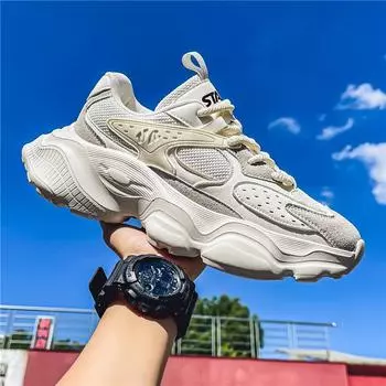 Men s Casual Trendy All-match fashion Height Increasing abrasion resistant Breathable Dad Shoes Lace-up Student Campus Street Sneakers 39 серый