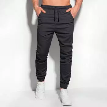 Men s Classic Outdoor Loose Casual Multi-pocket Work Pants, Youth Elastic Waist Drawstring Drawstring Leg Pants L чёрный