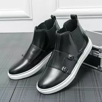 Men s Classical Chelsea Boots Men Ankle Boot Mens Casual Short Boots Man Male Business Casual High-Top Flat Shoes Cowboy Boots 38 чёрный
