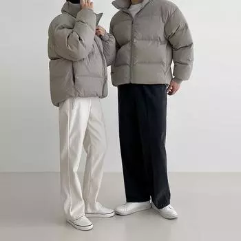Men s Cotton-padded Jacket Winter Korean Style Loose and Trendy Velvet Thickened Bread Coat Warm Couple s Cotton-padded Jacket L
