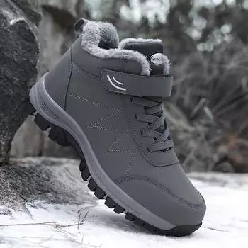 Men s Cotton Shoe Snow Boots Plus Velvet Warm Plush Outdoor Ankle Winter Popular Model Non-slip Waterproof Boot Hard-wearing 35 чёрный