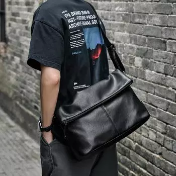 Men s Crossbody Bag, Single-shoulder Bag, Large-capacity Autumn Retro Postman Bag, Men s Backpack for Casual Commuting чёрный