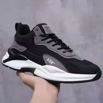 Men s Daddy Tide Shoes Autumn New Waterproof Sports and Leisure Work Protection Shoes with Mesh Lining Fashion Trend 40 чёрный